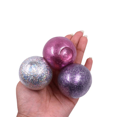 Scoobies Dazzle Drop Balls: 3 Glitter Squishy + 1 Fuzzy Spiky Sensory Ball (Set of 4)