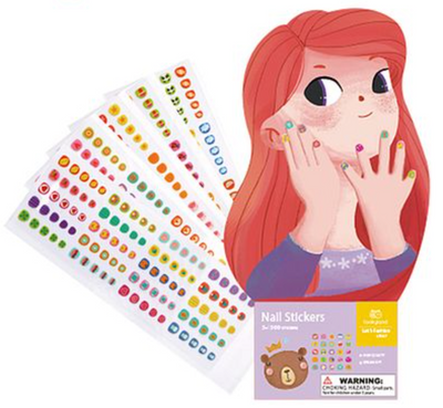 Nail Stickers - Kids Easy Peel and Stick, 500Pieces, Fun Party Pretend Play, 3+ Years - SensorySouk.com