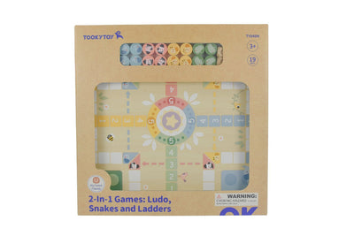 2 in 1 Wooden Board Game-Snakes & Ladders + Ludo