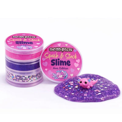 Scoobies Squish & Stack Pink & Purple AXO Slime Set, 2 Glittery Slimes + 1 Sparkle Box