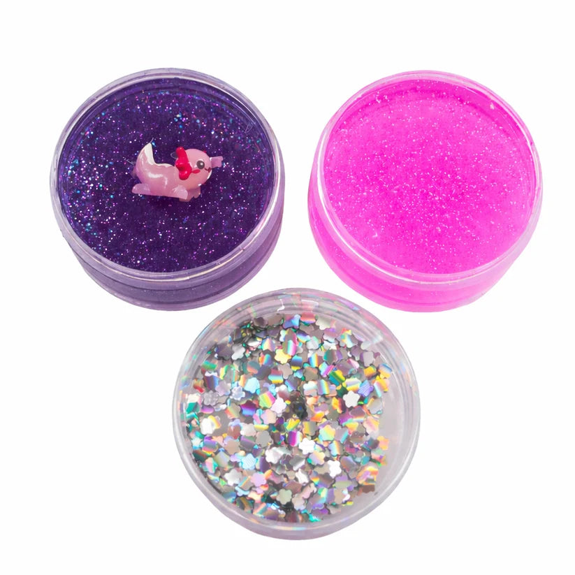 Scoobies Squish & Stack Pink & Purple AXO Slime Set, 2 Glittery Slimes + 1 Sparkle Box