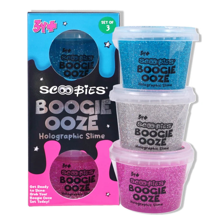 Scoobies Boogie Ooze Holographic Slime Set , 3 Non-Sticky Glitter Slimes