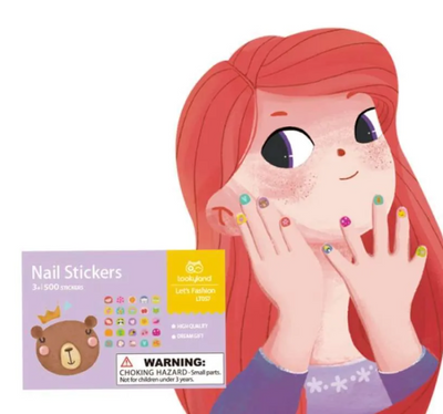 Nail Stickers - Kids Easy Peel and Stick, 500Pieces, Fun Party Pretend Play, 3+ Years - SensorySouk.com
