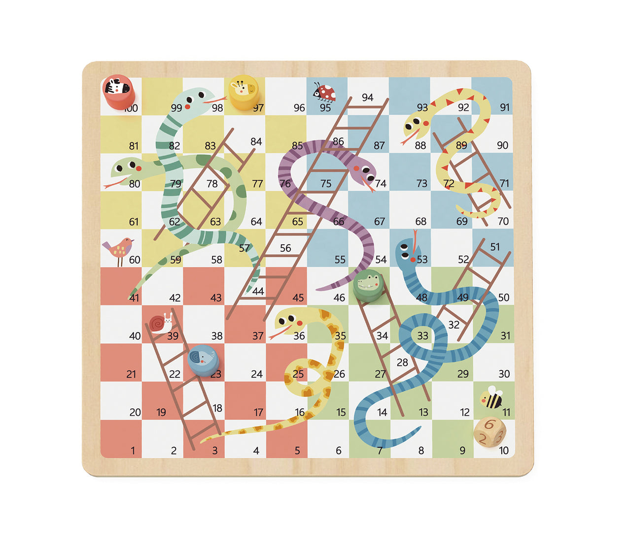 2 in 1 Wooden Board Game-Snakes & Ladders + Ludo