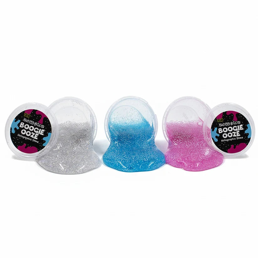 Scoobies Boogie Ooze Holographic Slime Set , 3 Non-Sticky Glitter Slimes