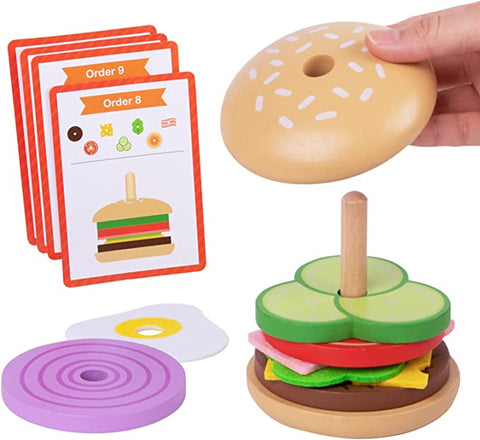 Wooden Burger Toy Play Food Toy